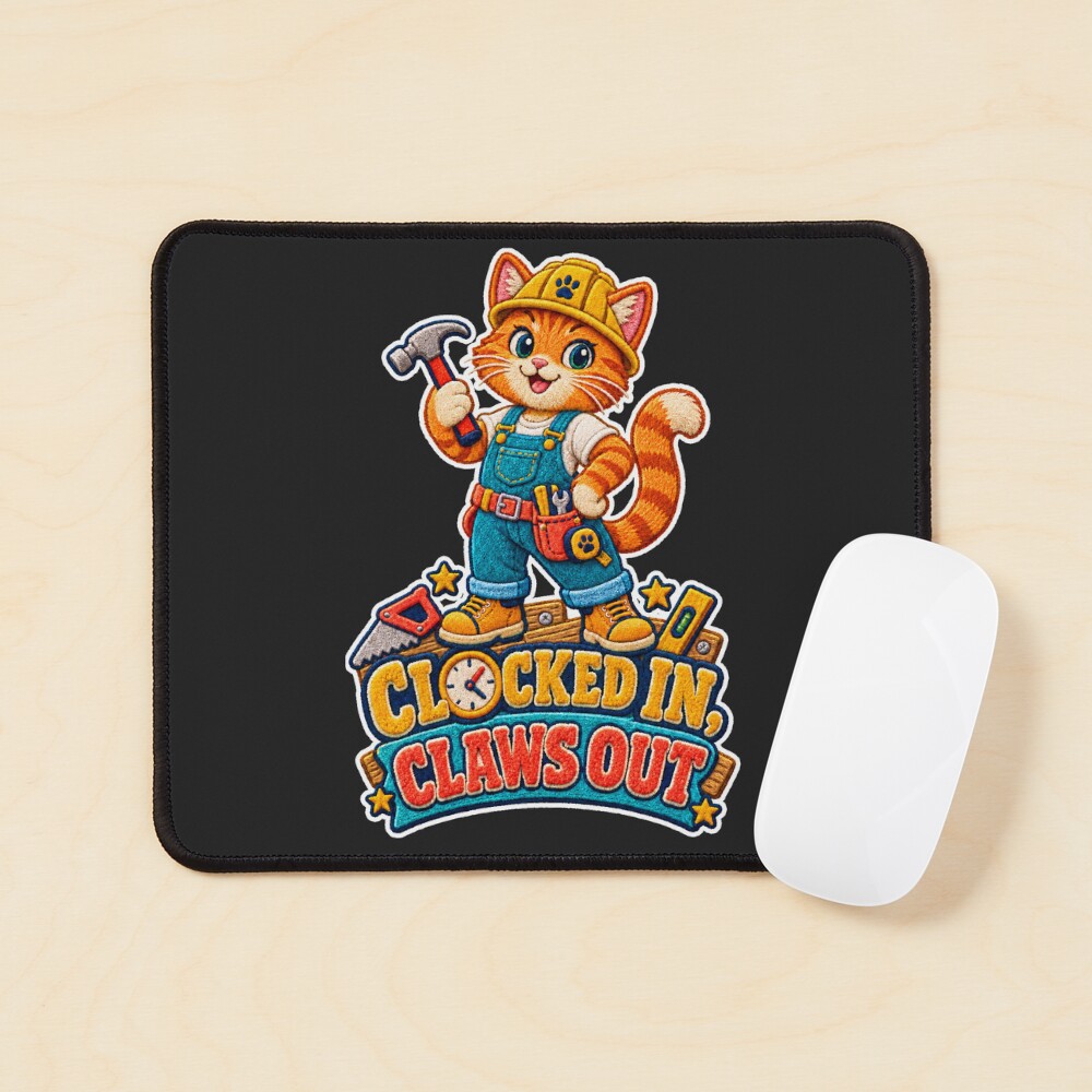 Orange tabby carpenter design on a mouse pad