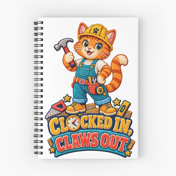 Item preview, Clocked In Claws Out Orange Tabby Carpenter – Labor Day Chenille Patch designed and sold by Jaani-T.