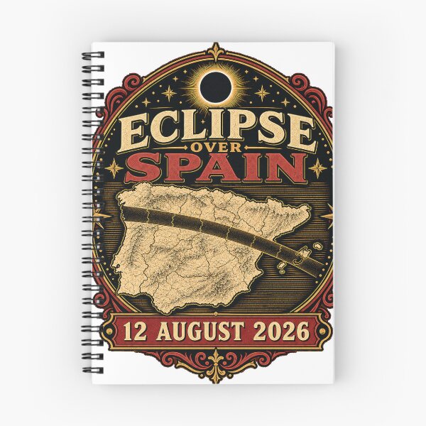 Item preview, Eclipse Over Spain 2026 – Vintage Total Solar Eclipse Map designed and sold by ChicClicker.