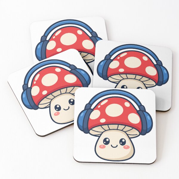 Item preview, Mushroom Wearing Blue Headphones designed and sold by BuyOneFree.