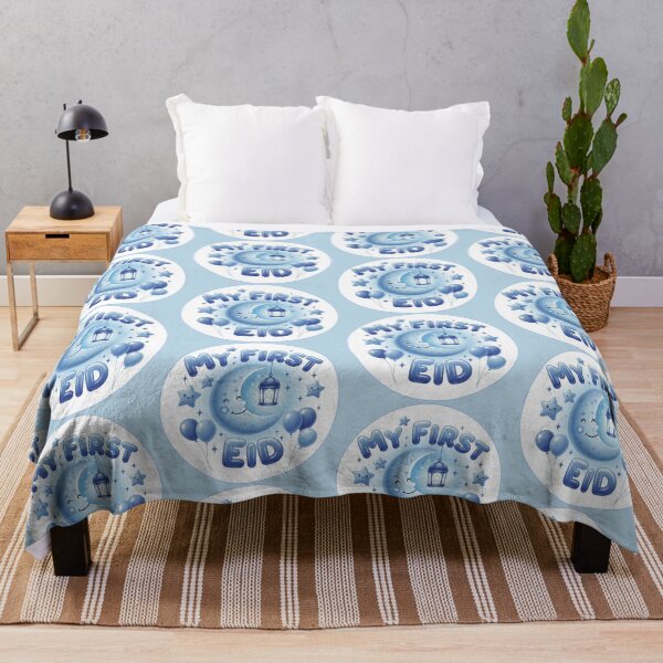 Item preview, "My First Eid" Serene Blue Moon & Stars Celebration (V.2) designed and sold by D-Islamic.