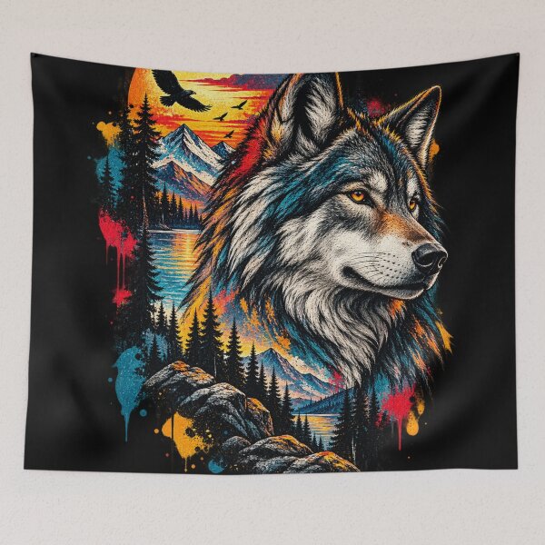 Item preview, Wild Wolf Wilderness – Colorful Nature Pop Art designed and sold by naturalsurvival.