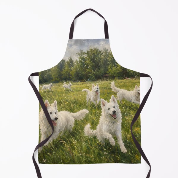 Item preview, White Swiss Shepherd Meadow Run Fine Art Painting Countryside Wall Art Gift for Dog Owners designed and sold by Nightarel.
