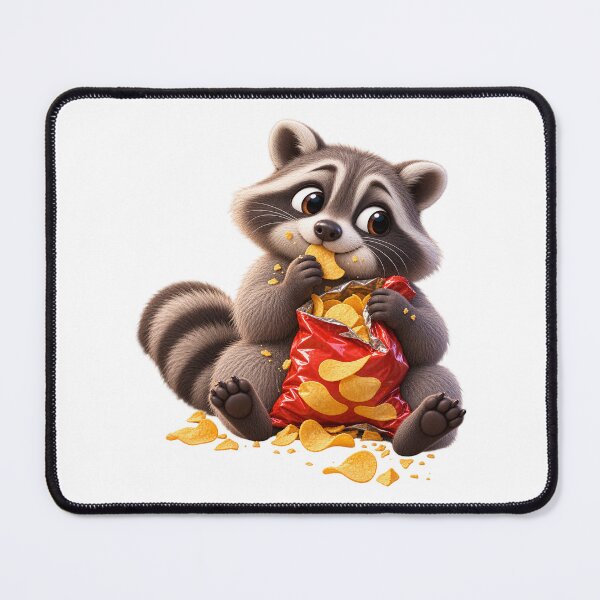 Item preview, Guilty Raccoon Eating Chips – Cute Funny Raccoon designed and sold by LST-Desings.