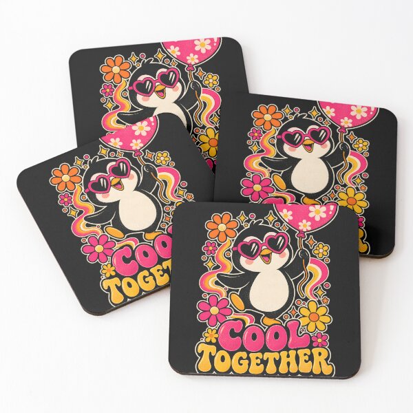 Item preview, Cool Together – Cute Groovy Penguin Valentine designed and sold by Ajdaprint.