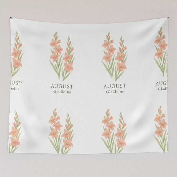 Item preview, August Gladiolus Birth Flower, Peach Botanical Floral Wall Art designed and sold by NarjaShop.