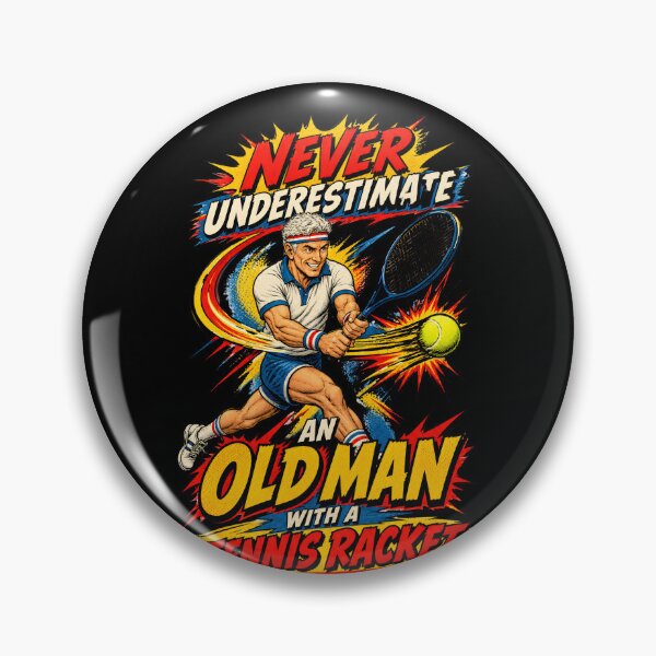 Item preview, Never Underestimate an Old Man With a Tennis Racket – Retro Comic Tennis designed and sold by Ajdaprint.