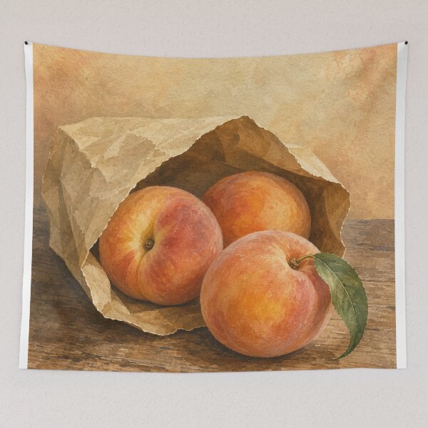 Item preview, Peaches in a Paper Bag Watercolour designed and sold by GoldenHourWalls.