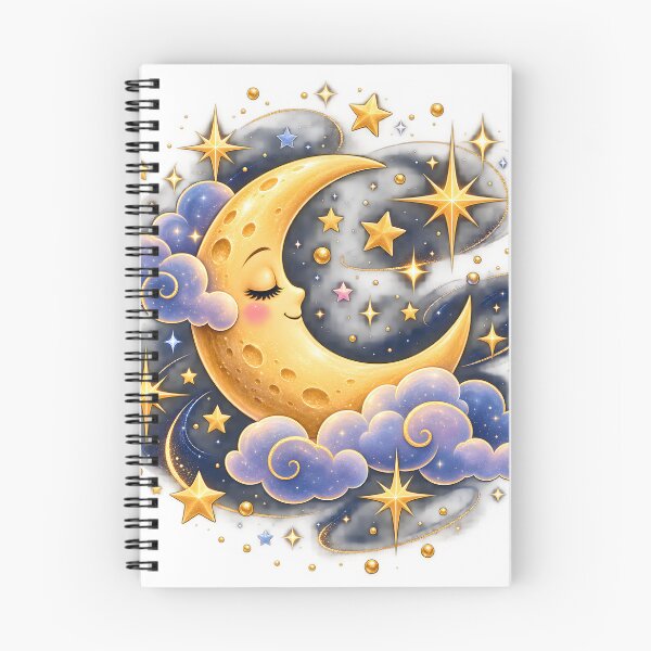 Item preview, Dreamy Golden Crescent Moon and Stars designed and sold by TinyWeird.
