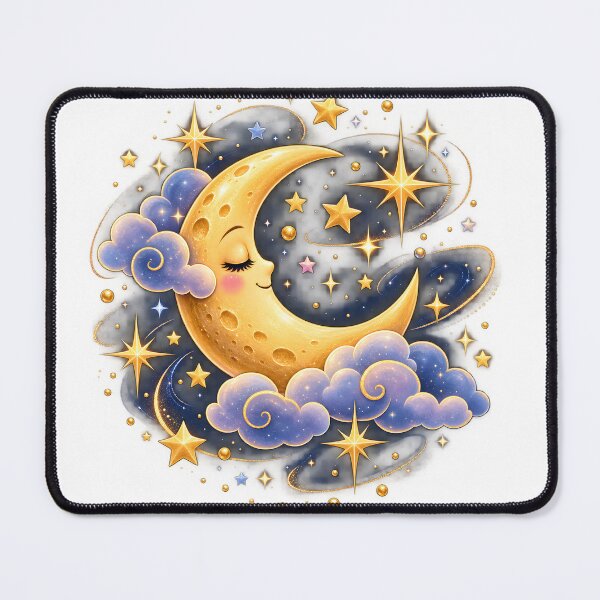 Item preview, Dreamy Golden Crescent Moon and Stars designed and sold by TinyWeird.
