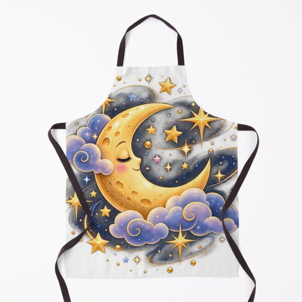Item preview, Dreamy Golden Crescent Moon and Stars designed and sold by TinyWeird.
