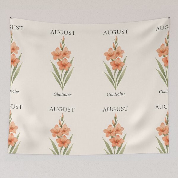 Item preview, August Gladiolus Birth Flower, Peach Botanical Floral Wall Art designed and sold by NarjaShop.
