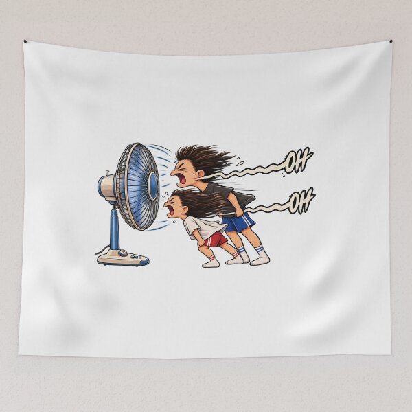 Item preview,  Funny Fan Blown Away Cartoon Summer Humor designed and sold by waikibi ⭐⭐⭐⭐⭐.