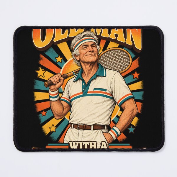 Item preview, Never Underestimate an Old Man With a Tennis Racket – Retro 70s Tennis designed and sold by Ajdaprint.