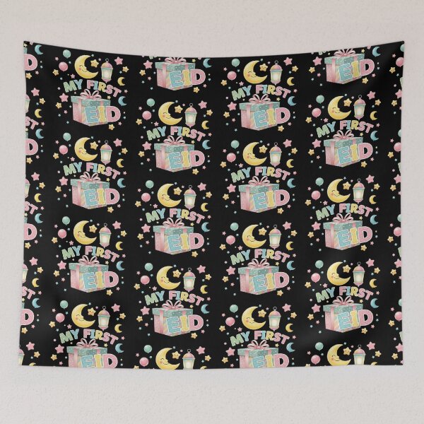 Item preview, "My First Eid" Glittery Letters, Gift Box & Smiling Moon (V.2) designed and sold by D-Islamic.
