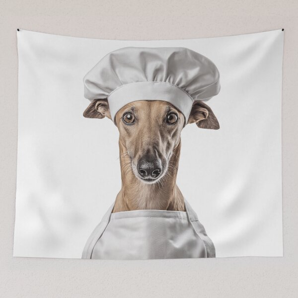 Item preview, Greyhound Chef Dog Funny Cooking Apron Hat Cute Pet Portrait designed and sold by LazyOwlStore.