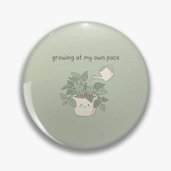 Item preview, Growing At My Own Pace Sticker | Cute Kawaii Plant Pot Self Growth Mental Health Quote Illustration Art designed and sold by cannsuh.