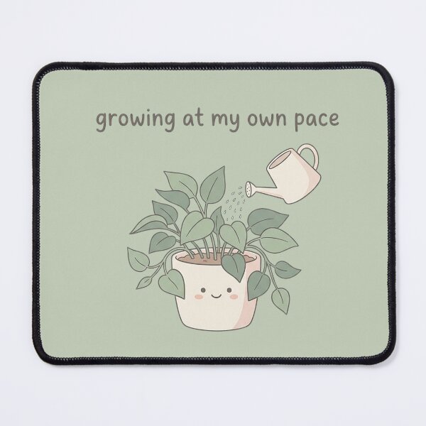 Item preview, Growing At My Own Pace Sticker | Cute Kawaii Plant Pot Self Growth Mental Health Quote Illustration Art designed and sold by cannsuh.