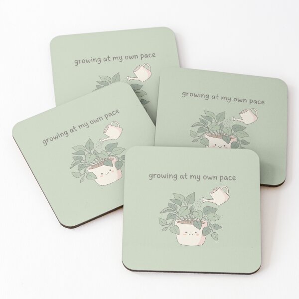 Item preview, Growing At My Own Pace Sticker | Cute Kawaii Plant Pot Self Growth Mental Health Quote Illustration Art designed and sold by cannsuh.