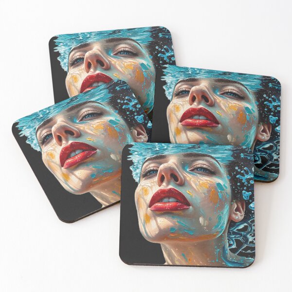 Item preview, Red Lips Underwater Splash - Acrylic Water Portrait designed and sold by Surviving Monday Club.