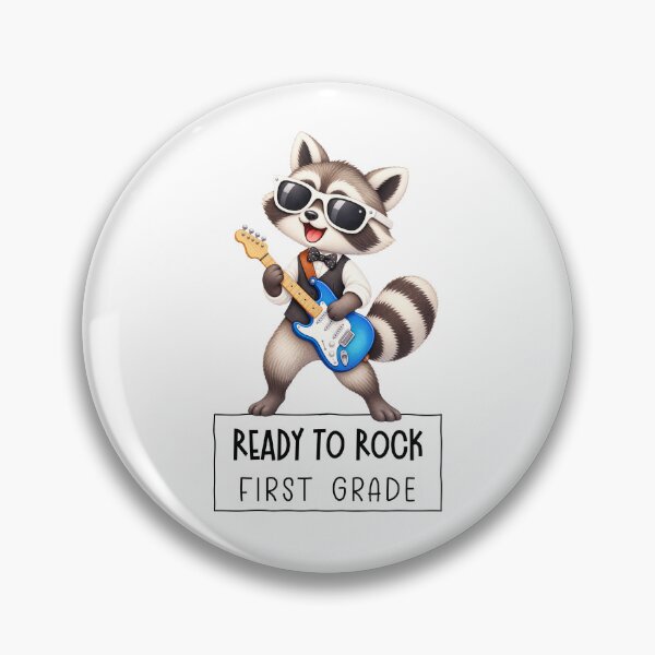 Item preview, Ready to Rock First Grade Raccoon – Back to School Gift designed and sold by Abenteuer Grundschule.