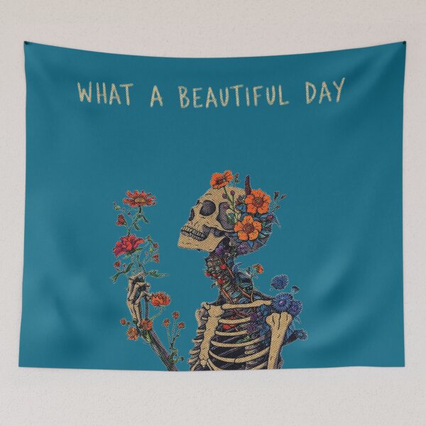 Item preview, What A Beautiful Day Floral Skeleton Vintage Illustration designed and sold by Gingergarlic.
