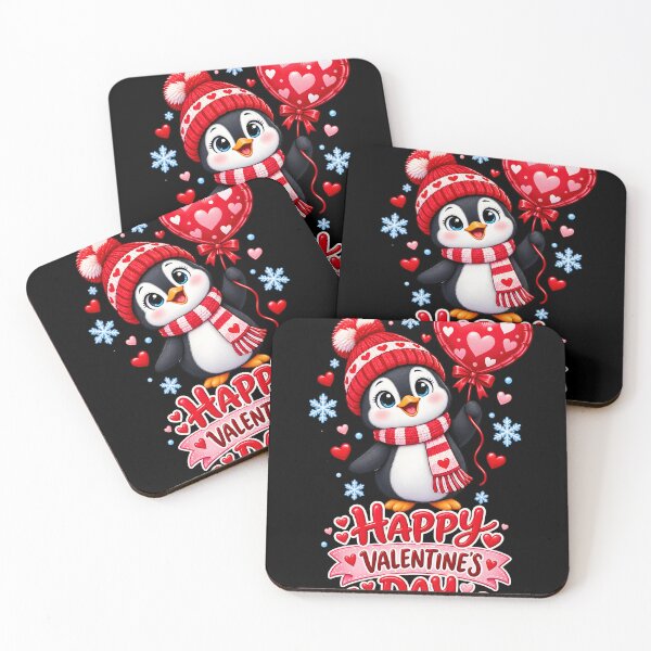 Item preview, Happy Valentine’s Day – Cute Penguin With Heart Balloon designed and sold by Ajdaprint.