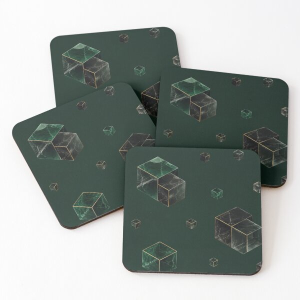 Item preview, Green Geometric Cubes - Modern Dark 3D Pattern designed and sold by PrintGo26.