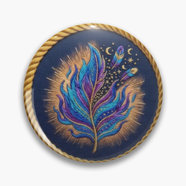Item preview, Shimmering magical feather embroidery in blue designed and sold by Azurart2.