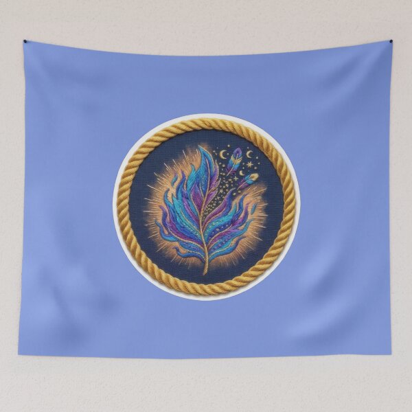 Item preview, Shimmering magical feather embroidery in blue designed and sold by Azurart2.