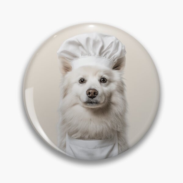 Item preview, American Eskimo Dog Chef Funny Cooking Apron Hat Cute Pet Portrait designed and sold by LazyOwlStore.