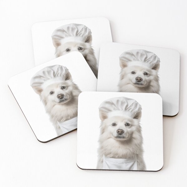 Item preview, American Eskimo Dog Chef Funny Cooking Apron Hat Cute Pet Portrait designed and sold by LazyOwlStore.