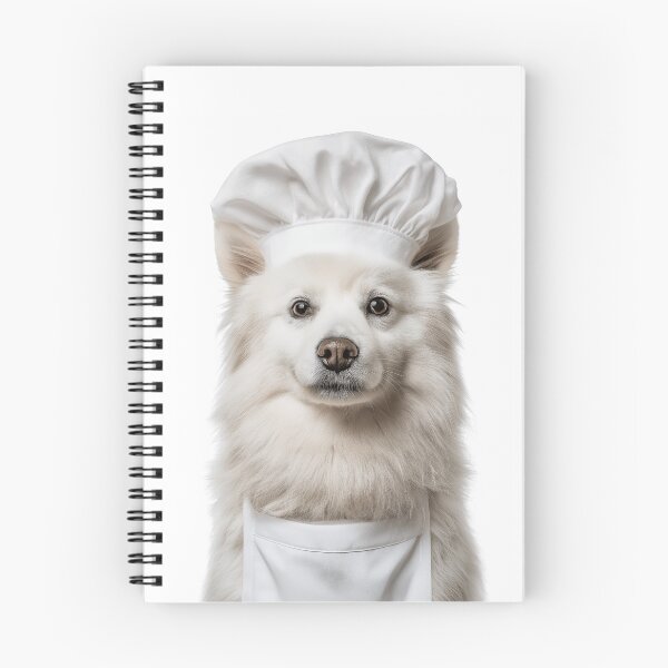 Item preview, American Eskimo Dog Chef Funny Cooking Apron Hat Cute Pet Portrait designed and sold by LazyOwlStore.