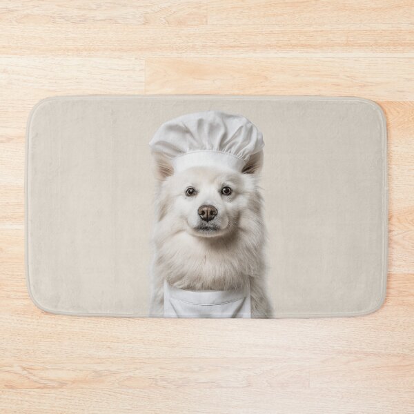Item preview, American Eskimo Dog Chef Funny Cooking Apron Hat Cute Pet Portrait designed and sold by LazyOwlStore.
