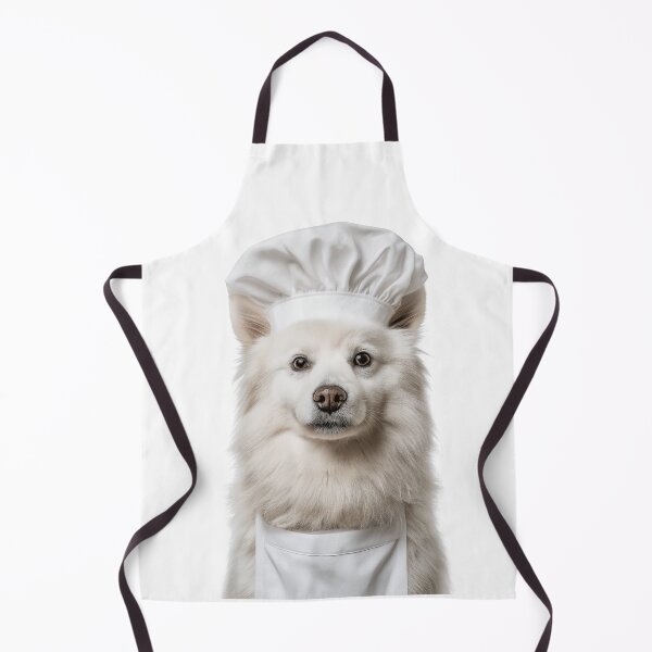 Item preview, American Eskimo Dog Chef Funny Cooking Apron Hat Cute Pet Portrait designed and sold by LazyOwlStore.