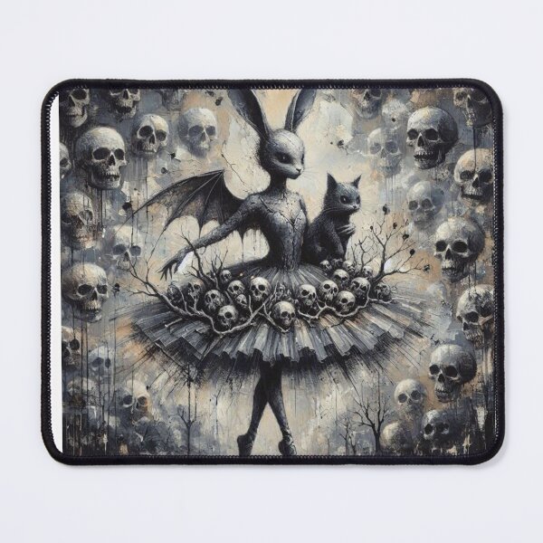 Item preview, Gothic Bunny Ballerina Bat Wings Black Cat Skull designed and sold by LujziWorld.