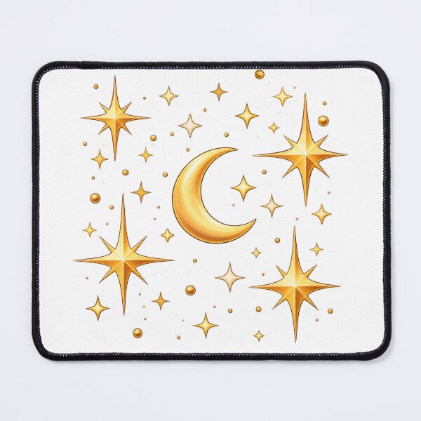 Item preview, Golden Crescent Moon and Sparkling Stars designed and sold by TinyWeird.