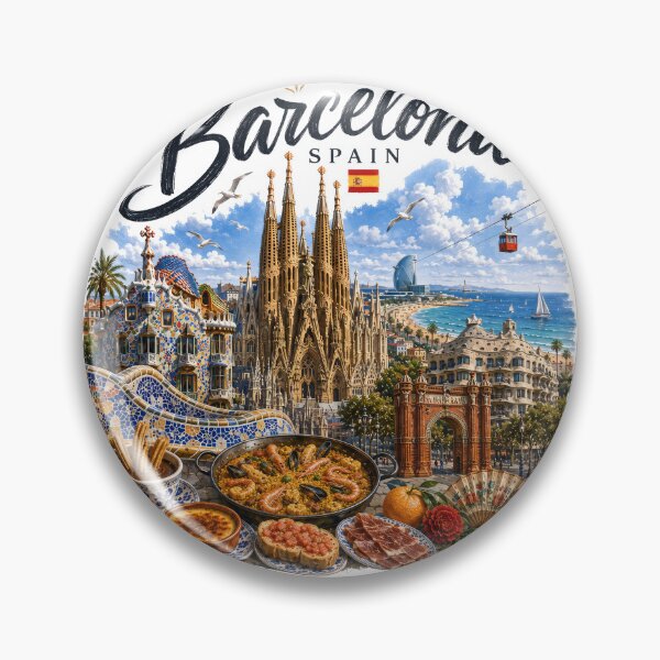 Item preview, Barcelona Spain Vintage Travel Poster Art designed and sold by CHC.