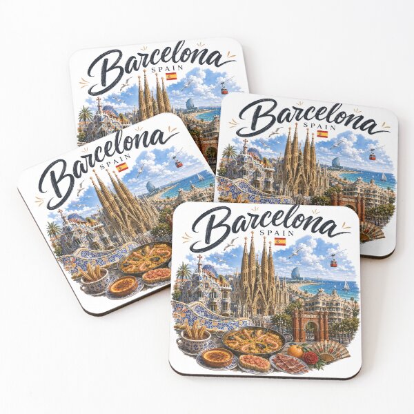 Item preview, Barcelona Spain Vintage Travel Poster Art designed and sold by CHC.
