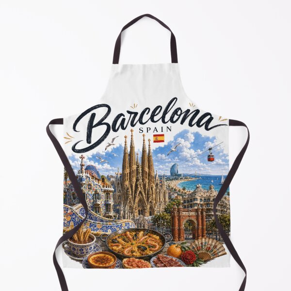 Item preview, Barcelona Spain Vintage Travel Poster Art designed and sold by CHC.