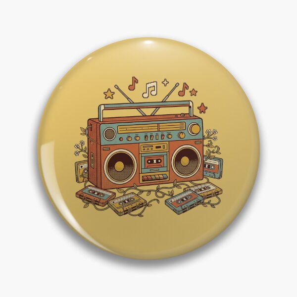 Artikelvorschau, Retro-Boombox-Kassettenaufkleber | Vintage-80er-Jahre-Musik-Ghettoblaster-Blumen-Nostalgie-Illustration entworfen und verkauft von cannsuh.