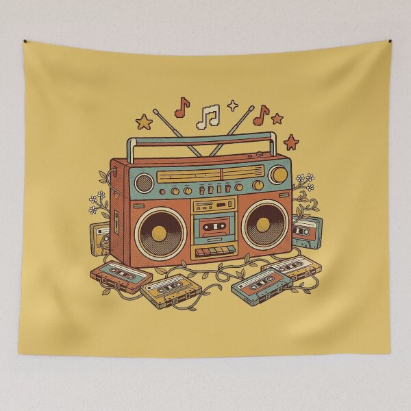Item preview, Retro Boombox Cassette Tape Sticker | Vintage 80s Music Ghetto Blaster Floral Nostalgic Illustration Art designed and sold by cannsuh.