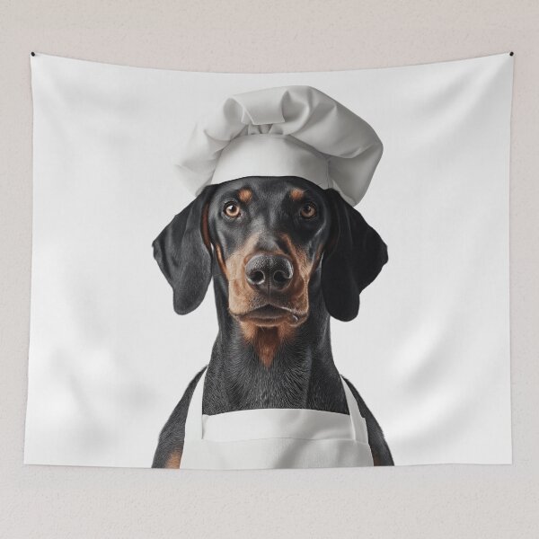 Item preview, Black and Tan Coonhound Chef Dog Funny Cooking Apron Hat designed and sold by LazyOwlStore.