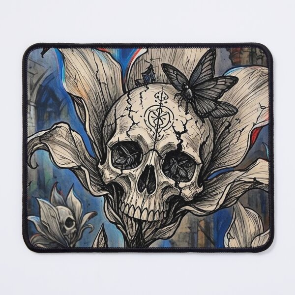 Item preview, Gothic Cathedral Skull Lilies Butterfly Kitten Rabbit designed and sold by LujziWorld.