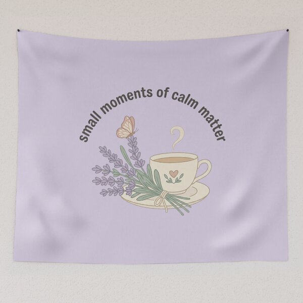 Item preview, Small Moments Of Calm Matter Sticker | Lavender Teacup Butterfly Mental Health Self Care Quote Art designed and sold by cannsuh.