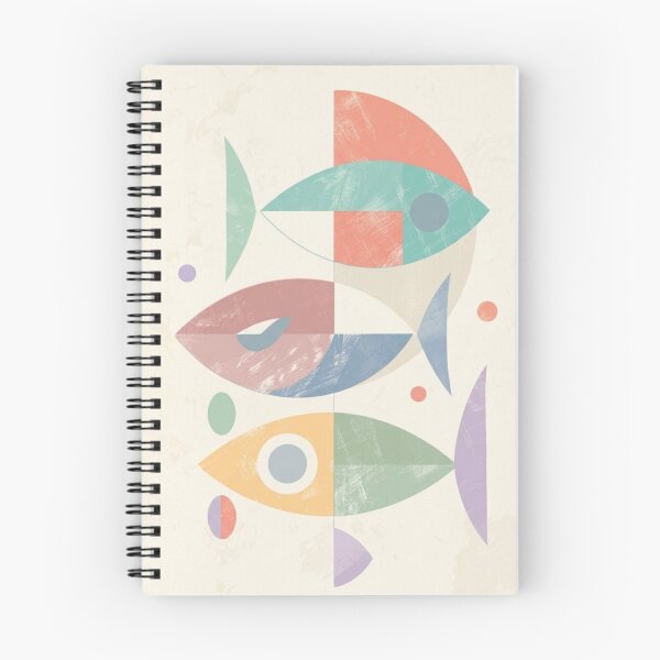 Item preview, Mid Century Modern Abstract Fish Wall Art - Pastel Geometric Scandi Decor designed and sold by GozdeSoftChaos.