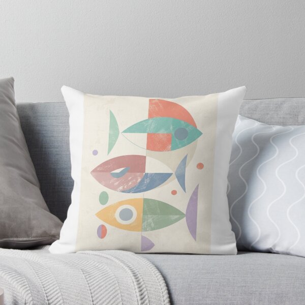 Item preview, Mid Century Modern Abstract Fish Wall Art - Pastel Geometric Scandi Decor designed and sold by GozdeSoftChaos.