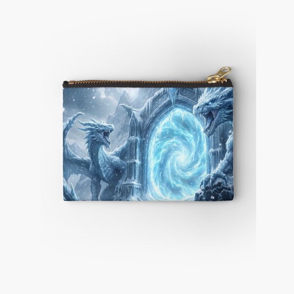 Item preview, Epic White Dragon Gate Ice Portal Fantasy Landscape Art designed and sold by TheRichGallery.