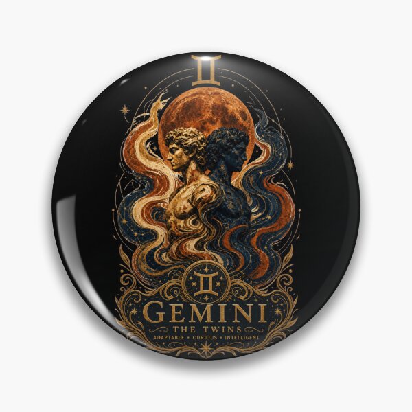 Item preview, Gemini Zodiac The Twins Mystical Blood Moon Design | Adaptable Curious Intelligent Astrology T-Shirt & Sticker designed and sold by Cary-s.