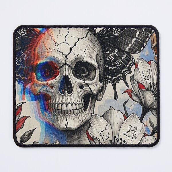 Item preview, Anaglyph Butterfly Skull Botanical Cats Rabbits Wall Art designed and sold by LujziWorld.